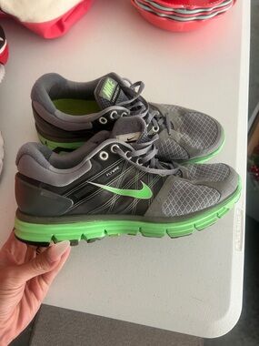 Nike Gray and Neon Green Flywire Running Shoes